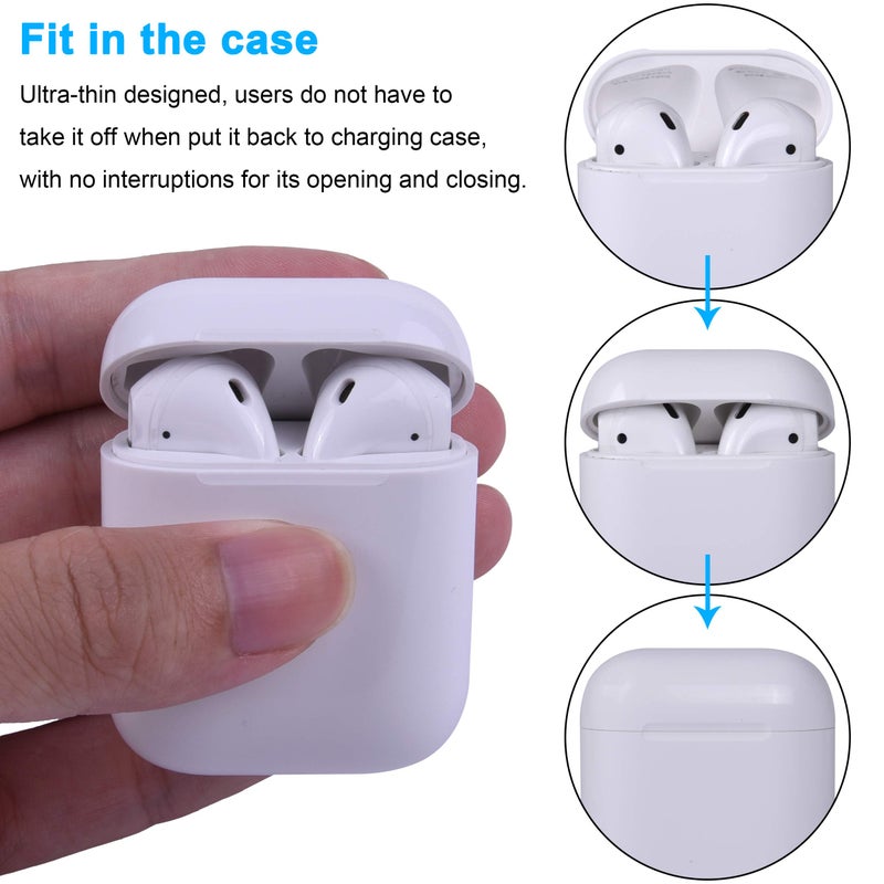 Wisdompro وسيمبر 10 أزواج من نصائح الأذن متوافقة مع آبل إيربودز 2 و 1، رقيقة جداً من السيليكون الناعم مضادة للانزلاق ومقاومة للغبار، تناسب علبة أغطية الأذن - شفاف - Image 2